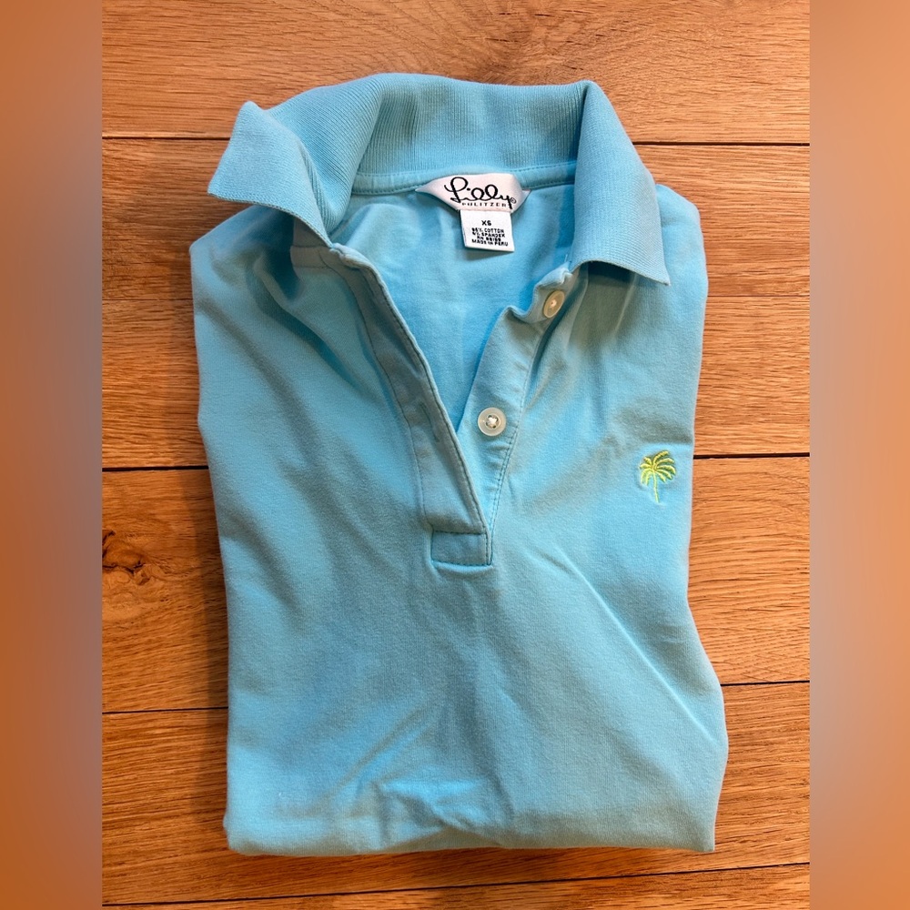 Lilly Pulitzer Aqua Blue Polo top XS